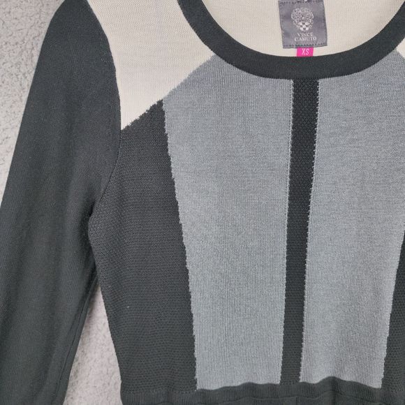 Vince Camuto Dress Womens XS Black White Colorblock Dark Academia Pleated Goth - Picture 13 of 16